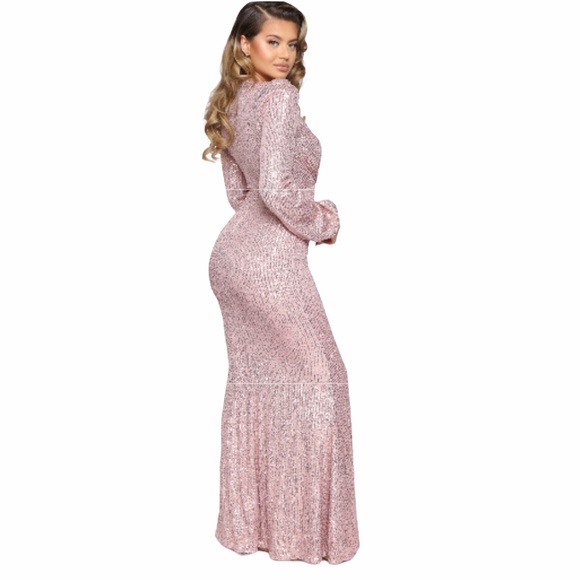 COPY - Fashion Nova Money Shot Sequin Maxi Dress Mauve L - Picture 3 of 16